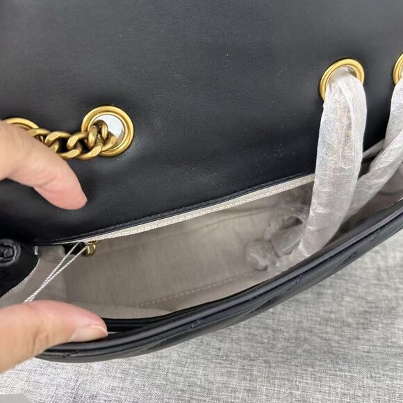 NO.726 TORY BURCH SMALL KIRA CHEVRON SHOULDER BAG IN BLACK - Picture 11 of 11